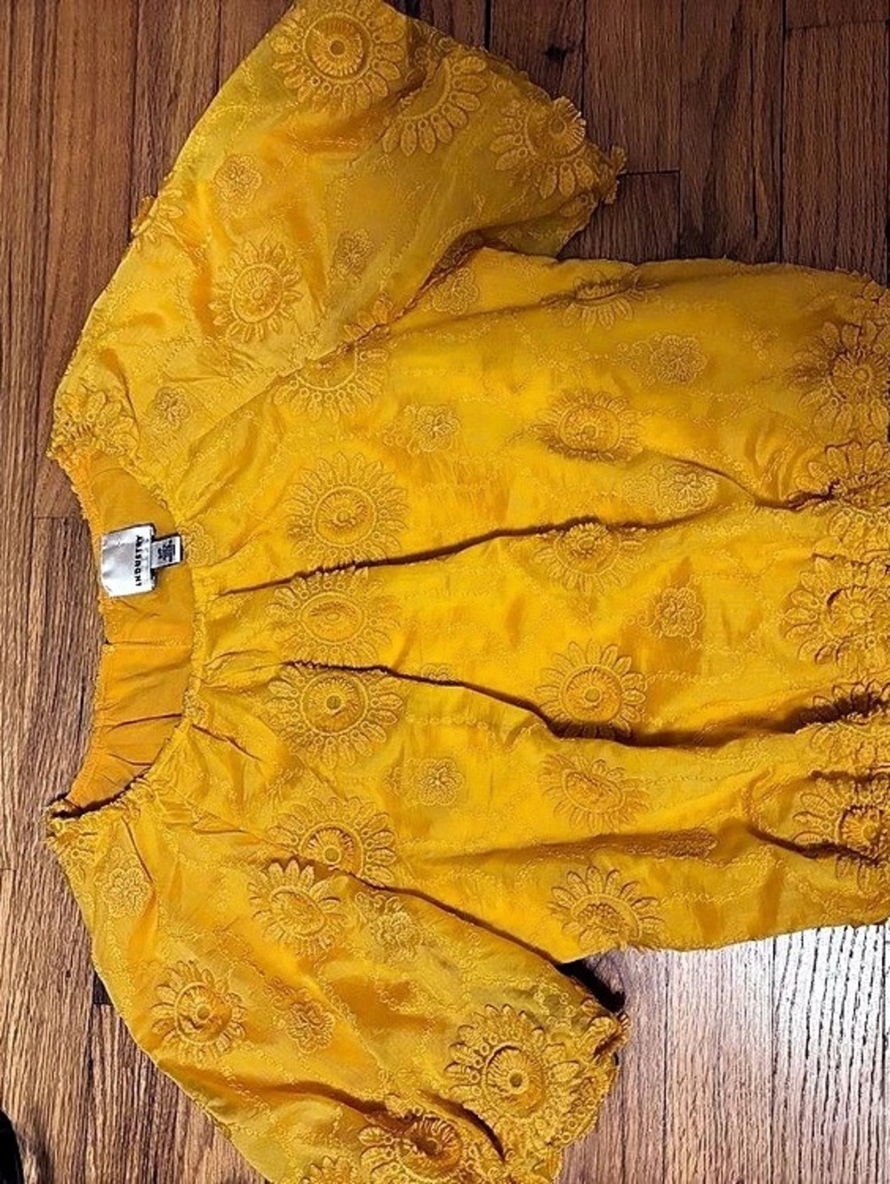 INDUSTRY Yellow Floral Embroidered Blouse, Small